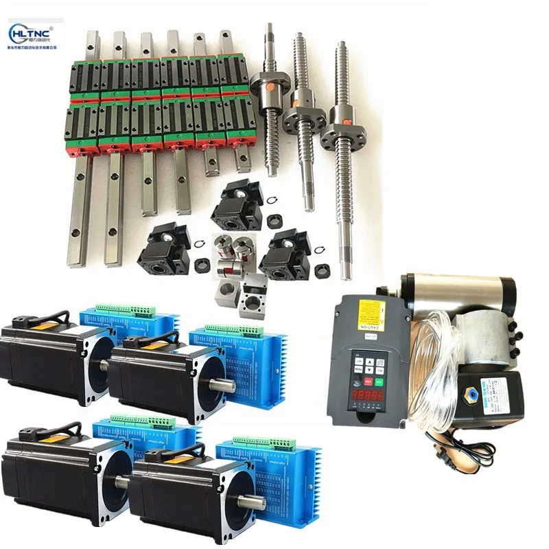 

best price ball screw SFU2005 &6Pcs linear guide HGR20-700/1500/3000mm+12pcs HGH20CA +2.2kw water cooled spindle set +NEMA34 set