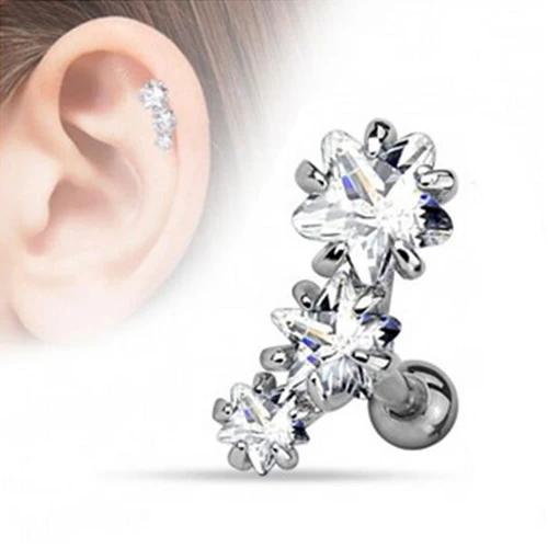 Helix Tragus Piercing Star Fakeplug Earring Unisex Stainless Steel Jewelry Stud 