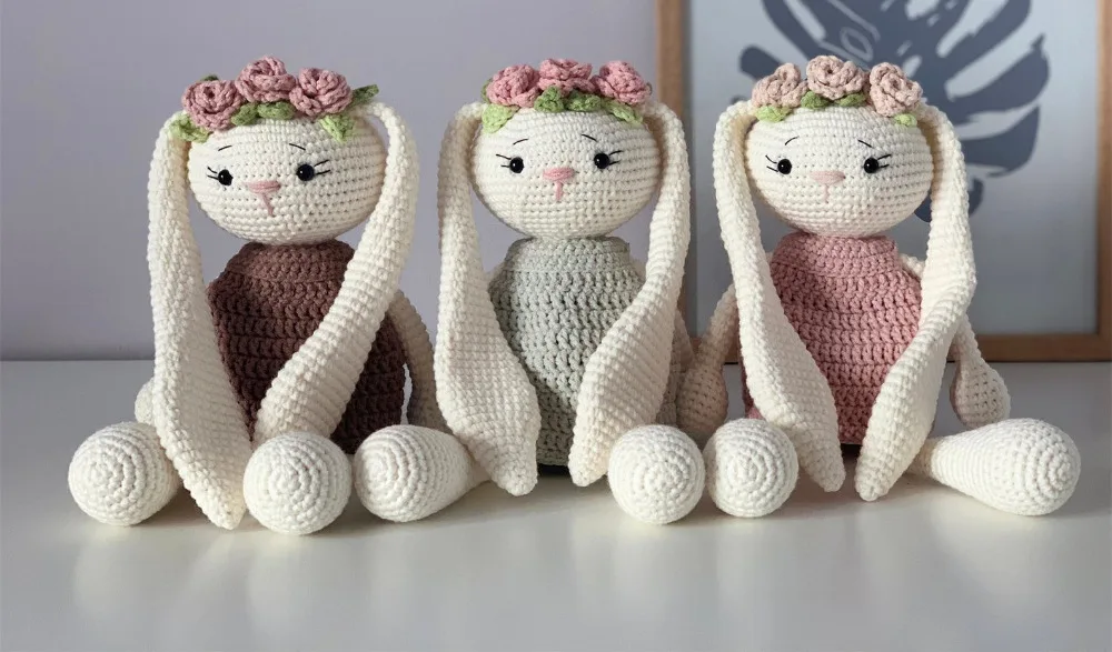 Вязаная крючком игрушка кукла амигуруми милый кролик Номер модели TS041328|Мягкие