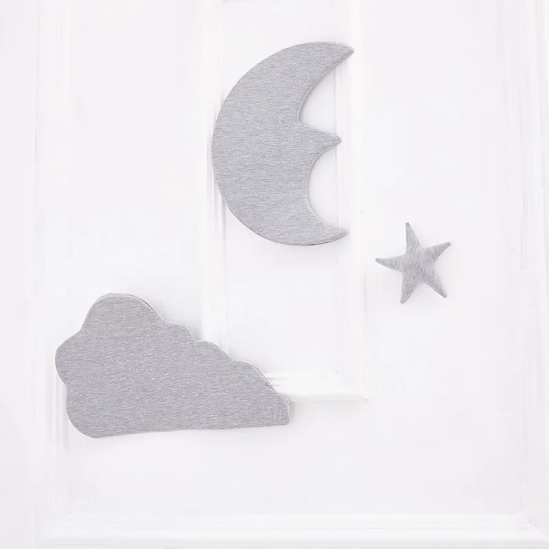 3 шт./компл. 3D Moon облако звезда наклейки на стену INS Nordic Стиль украшение для детской комнаты, детские игровые палатки розового цвета с орнаментом реквизит для фотосессии - Цвет: Grey