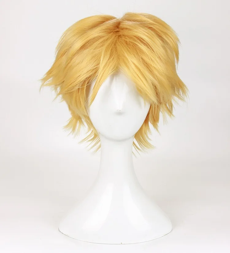 Us 135 High Quality Anime Ladybug Adrien Cat Noir Wigs Golden Blonde Heat Resistant Synthetic Hair Cosplay Wig Wig Cap In Anime Costumes From