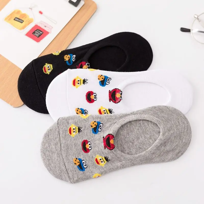 

Harajuku Women Invisible Short Boat Socks Cute Cartoon Anime Figures Jacquard Multi Silicone Strip Anti-Slip Cotton Hosiery