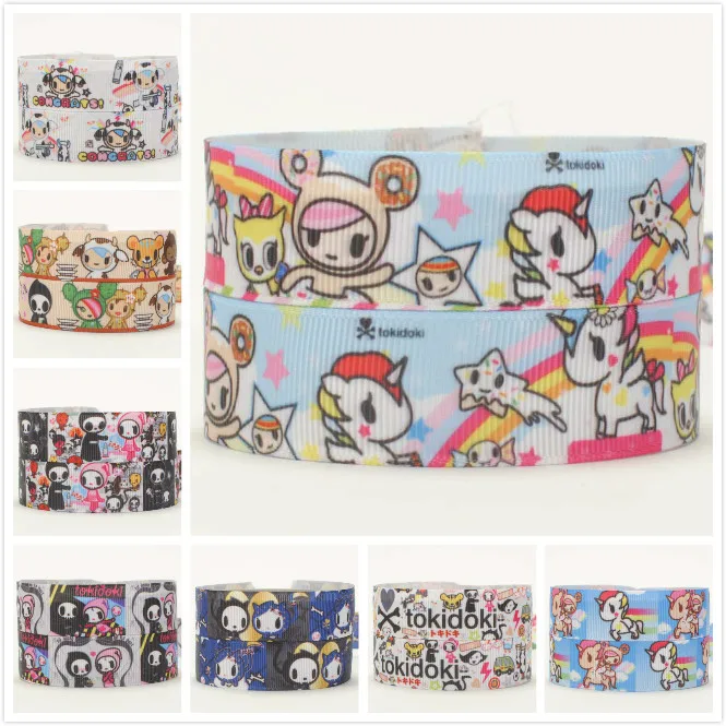 Скидка 50% " и 7/8" Прекрасный Tokidoki мультфильм печатных Grosgrain ленты 5/10/20 метров/печать случайном порядке доставки