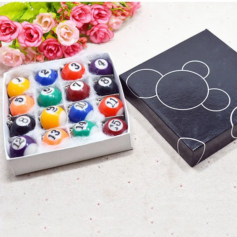 160pcs/lot Fashion Mini Pool Billiard Snooker Table Ball Keychain Keyring Key Chain For Birthday
