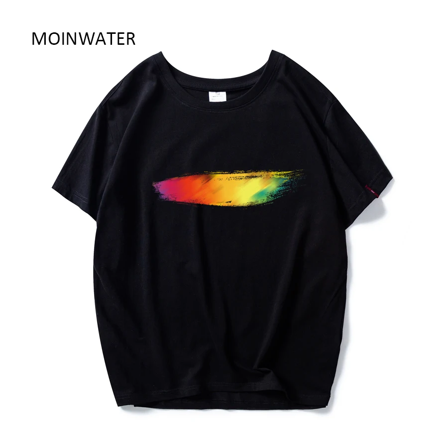 

MOINWATER Women Colorful Pattern T shirts Women 2019 New Fashionable Cotton Tees Short Sleeve Female Summer Tops MT1918