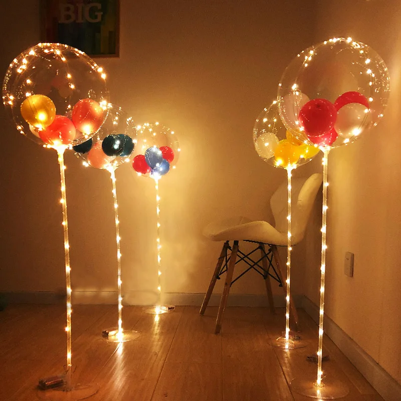 Воздушные шары колонна-подставка с светодиодный огни прозрачные светящиеся воздушные шары Bobo набор «сделай сам» для светящиеся День рождения украшения дети клипсы для воздушных шаров, подставка держатель