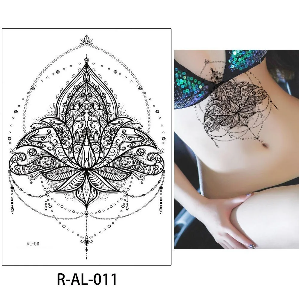 Glaryyears 1 лист грудь талия временная татуировка наклейка Горячая поддельная тату флеш-тату водонепроницаемый сексуальный боди-арт женский R-AL - Цвет: R-AL-011