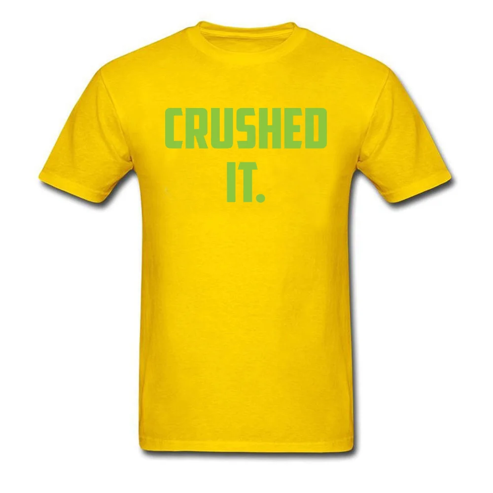 Crushed It Summer T-Shirt for Men Pure Cotton Labor Day Tops Tees Print Tee Shirt Short Sleeve Retro Round Neck Crushed It yellow