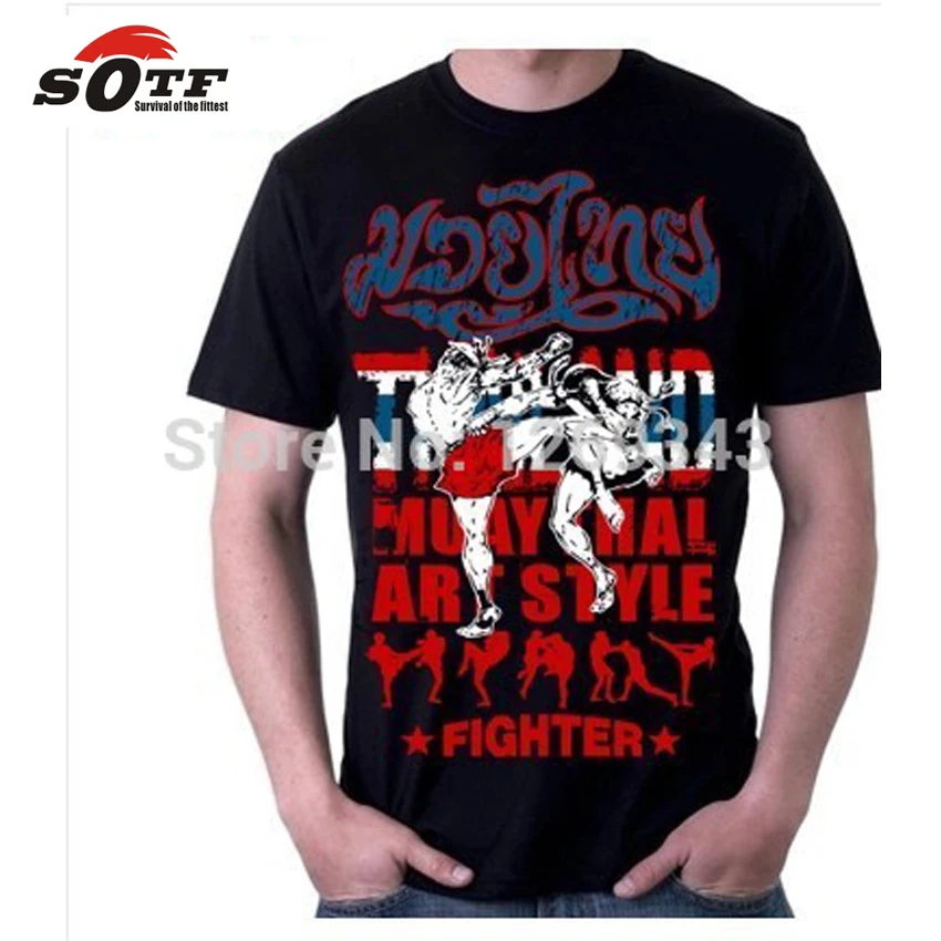 

SOTF Free shipping Shirt muay thai short sleeve shirt t-shirt male king clothes