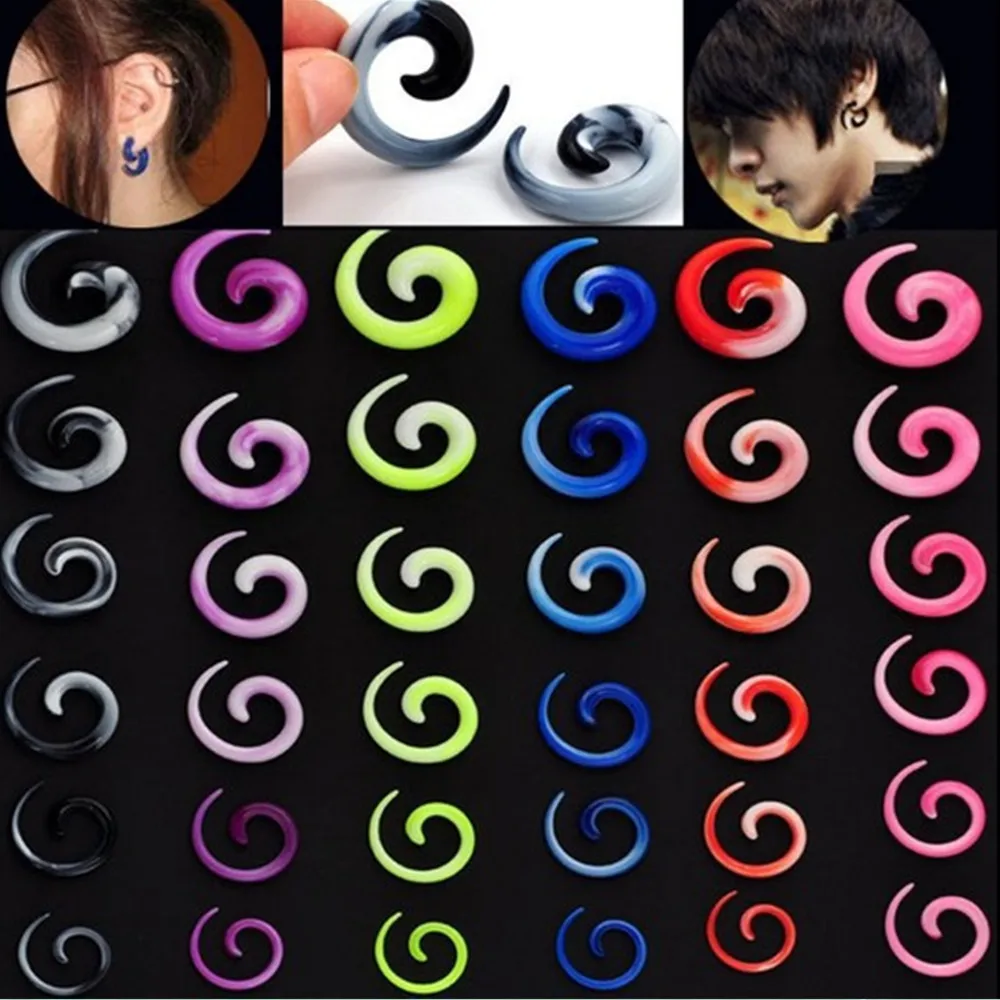 12Pcs/set 2 8mm Gradient Color Acrylic Spiral Gauge Ear Plug Stretcher