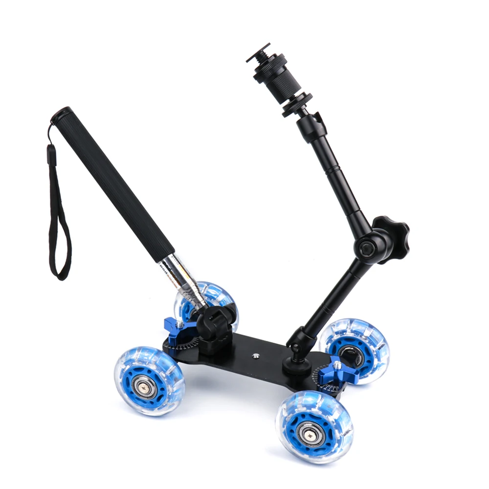  3in1 Camera Rail Car Table Dolly Car + +11 inch Magic Arm + Phone Handheld Monopod Selfie Stick For