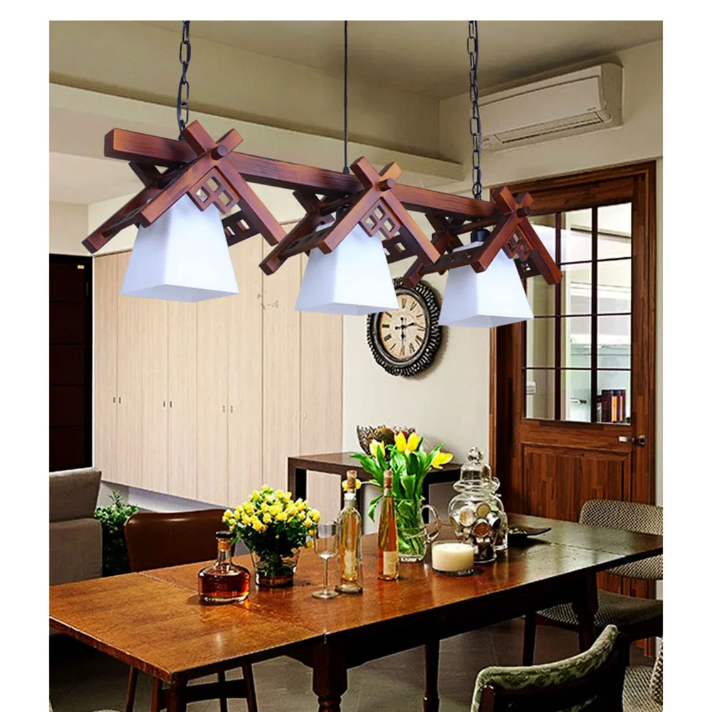 Mediterranean restaurant Pendant Lights bar wood modern simple creative
