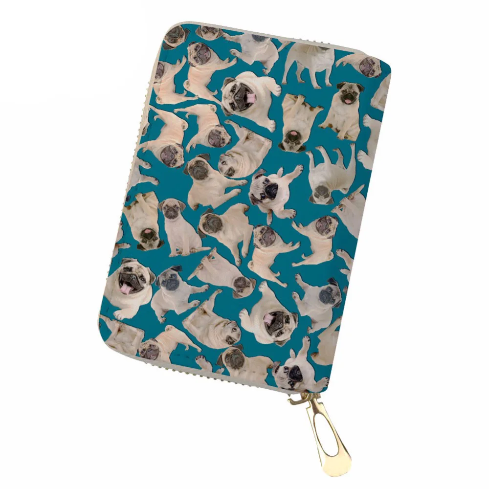 

NOISYDESIGNS Credit Card Holder Pug Dog Print PU Leather Card ID Holders Women Card Storage Case for Travel Ladies Card Cover