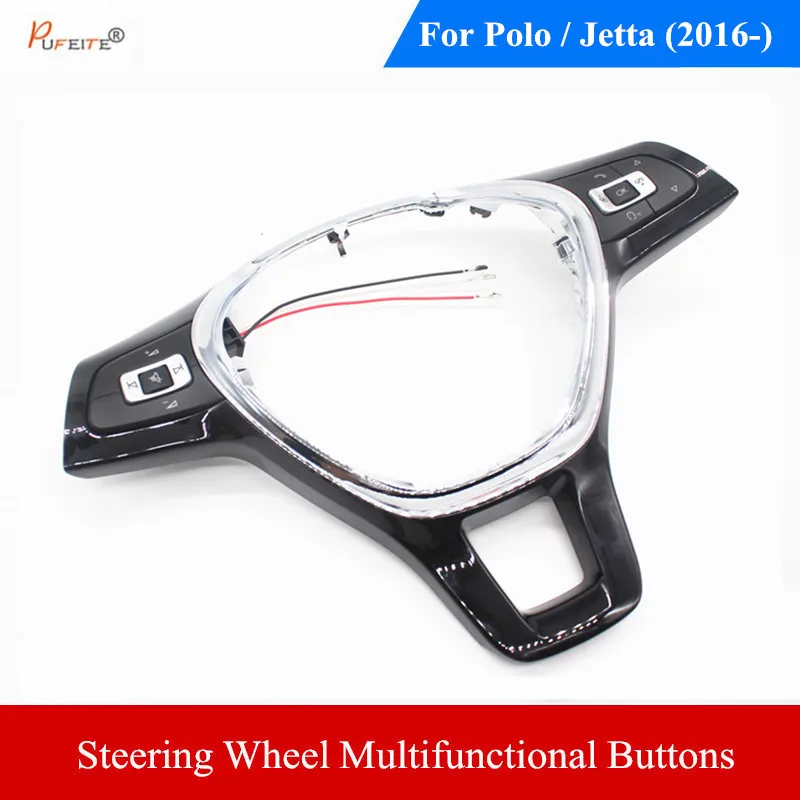 

PUFEITE steering wheel button For Volkswagen new polo new jetta 2016- volume music mute function switch panel car accessories