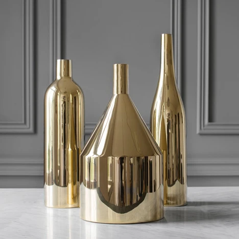 

Luxury Morden Gold-plated Ceramic Vase Home Decor Fashion Porcelain Flower Vase Wedding Decorative Artifical Flower Gold Vase