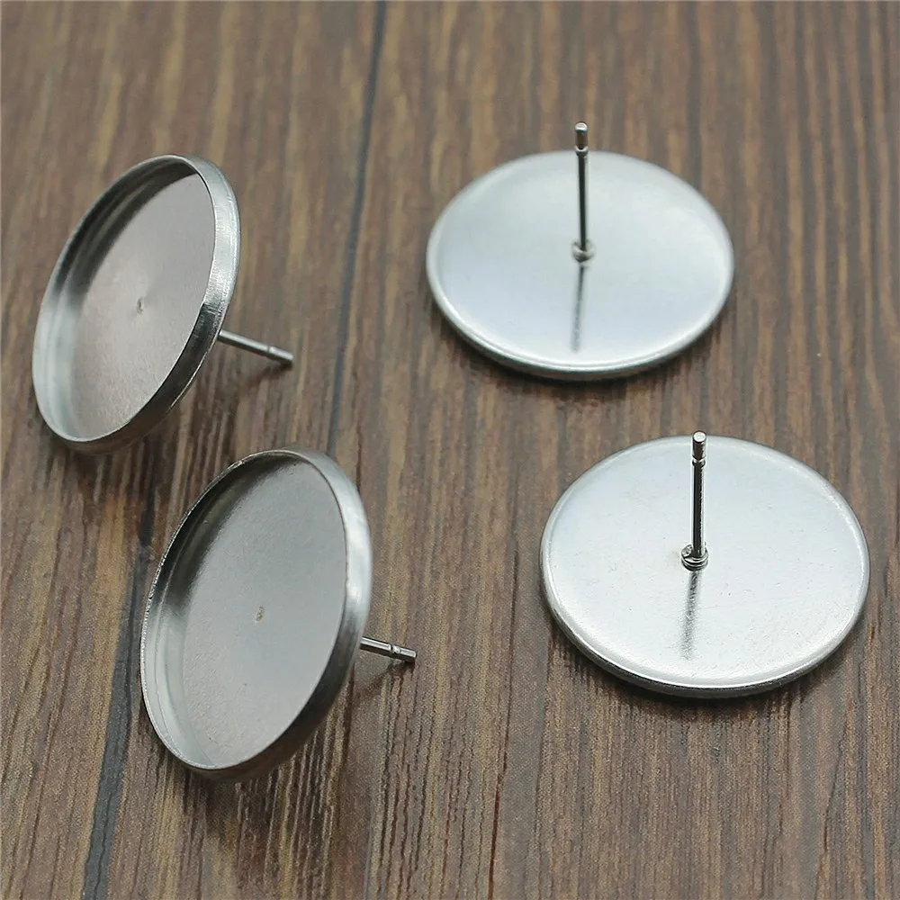 

20pcs Stainless Steel Material Fit 6~20mm Glass Cabochons Earrings Setting Earring Studs Base Earring Jewelry Making Accessories