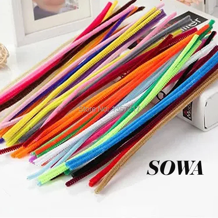 New 200PCS Multicolor Mixed Plush Iron Wire Flexible Flocking Craft