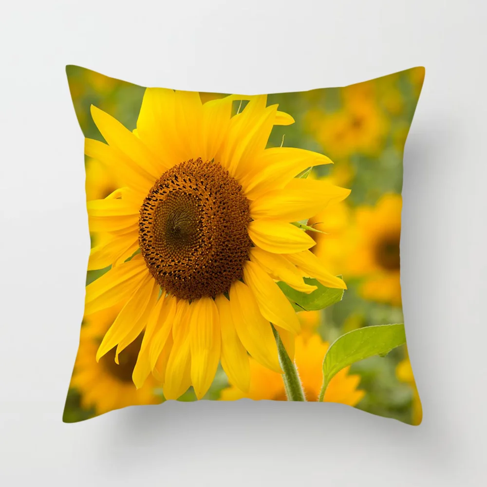 Fuwatacchi Sunflower Cushion Cover Pink Yellow Sunflower Pillow Cover for Home Sofa Chair Decorative Pillows Square Pillowcases
