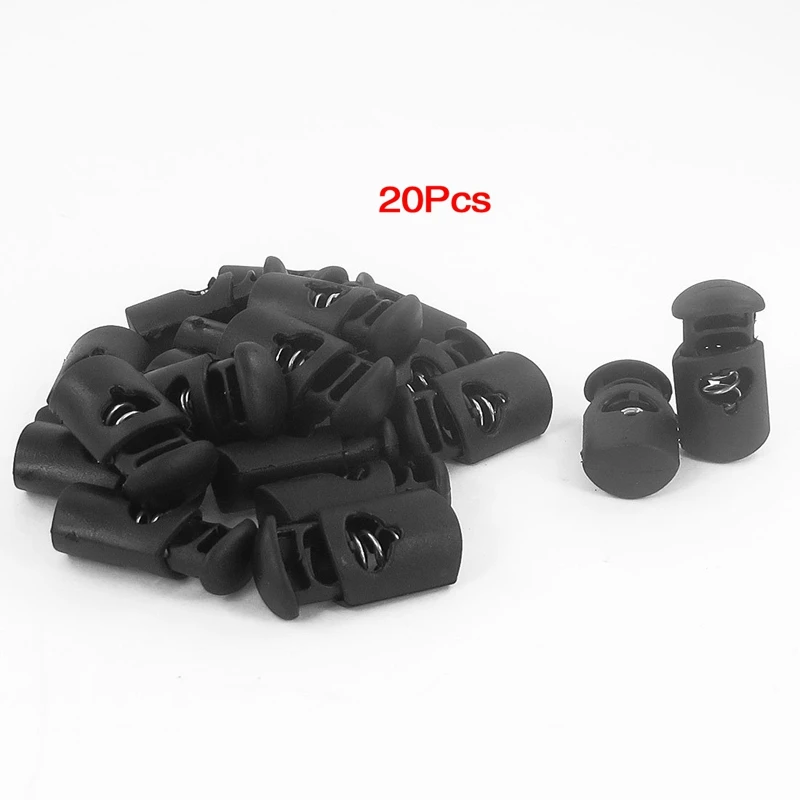 

HOT-20 Pcs 8mm Dia Single Hole Tent Drawstring Shoelaces Cord Locks Black Widely used for cords of luggage, clothing, backpack