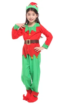 

Girl Elf Cosplay Costume Kids Santa Claus Costume Family School Christmas Party Stage Performance Dress For Children