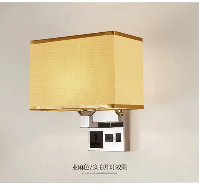 Новая спальня лампа Светодиодная настенная лампа американская ткань гостиничная прикроватная лампа с USB разъемом интерфейс зарядка настенный светильник