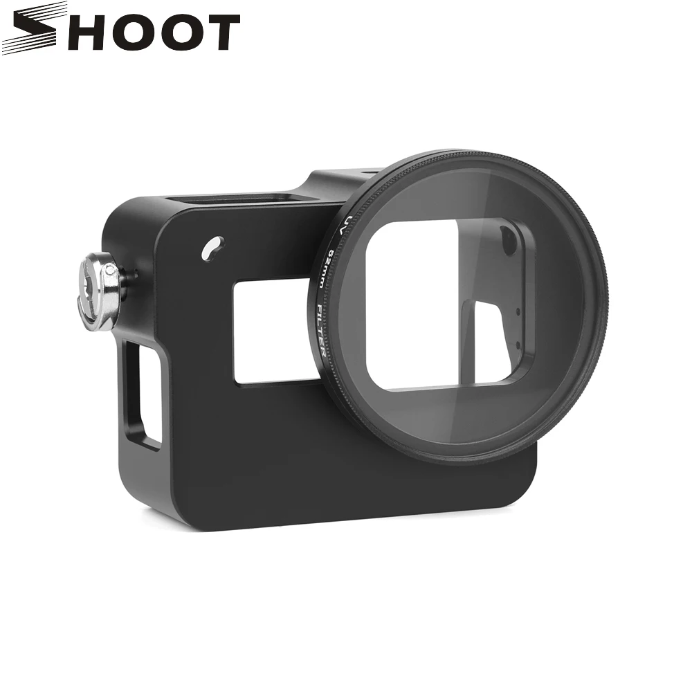 SHOOT CNC Aluminum Alloy Protective Case Shell Frame with 52mm UV Lens for GoPro Hero 5 Black Camera for Go Pro Hero 5 Accessory SHOOT CNC Aluminum Alloy Protective Case Shell Frame with 52mm UV Lens for GoPro Hero 5 Black Camera for Go Pro Hero 5 Accessory