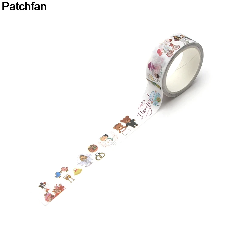 

Patchfan Wedding theme funny DIY Scrapbooking Sticky Adhesive washi Paper Masking Tape Printed Patterns stickers decals A1959