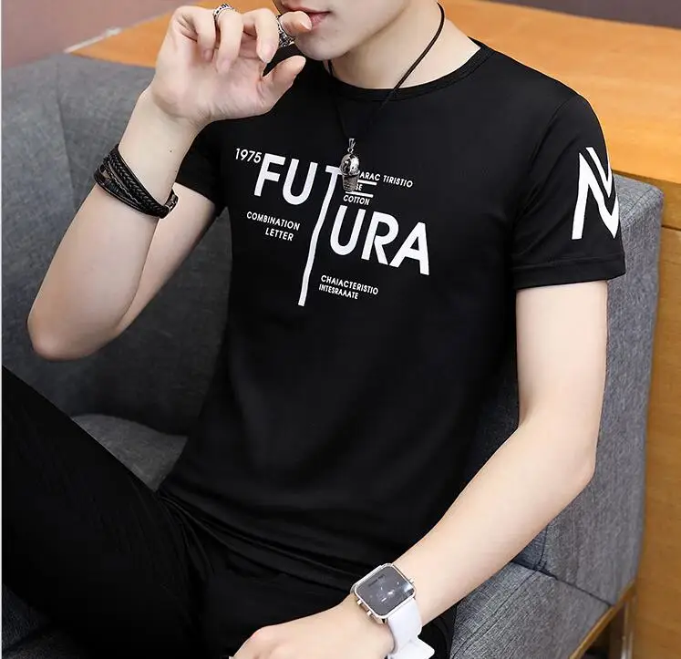 

Alharbi F02 2019 Spring Mens T-Shirts Summer 100% cotton Short Sleeve casual Tee Shirts Male cool