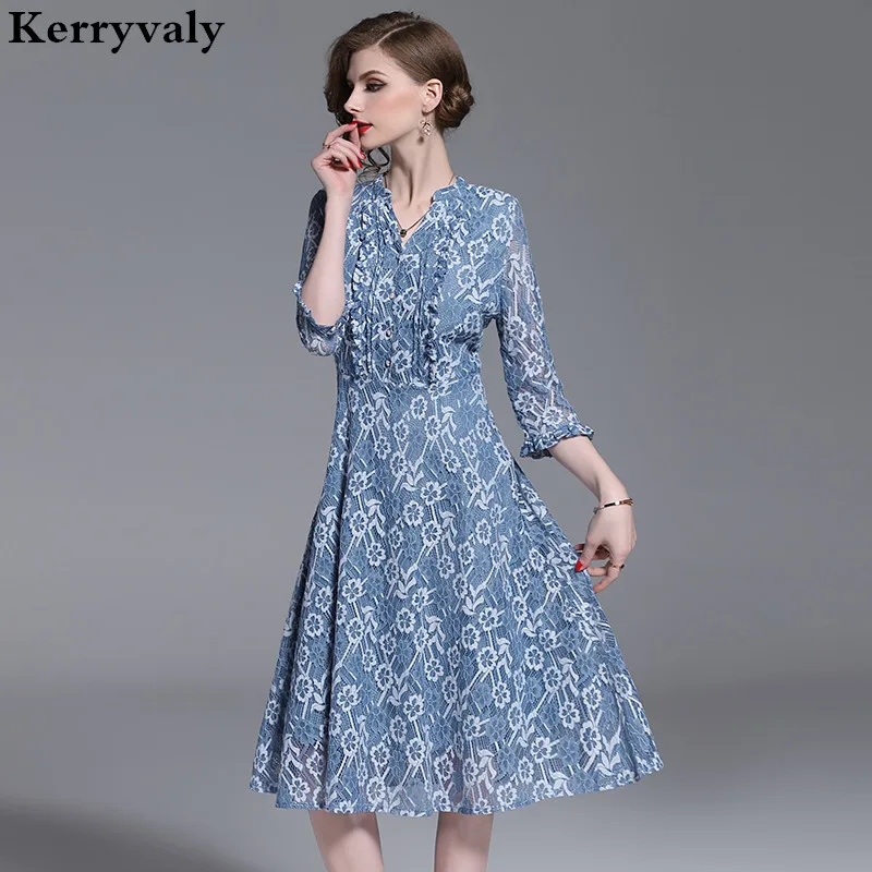 

Spring Elegant Women Midi Lace Dress Vestidos Mujer Verano 2019 Women Party Dress Zomer Jurk Dames Jurken Vestiti Donna K6920