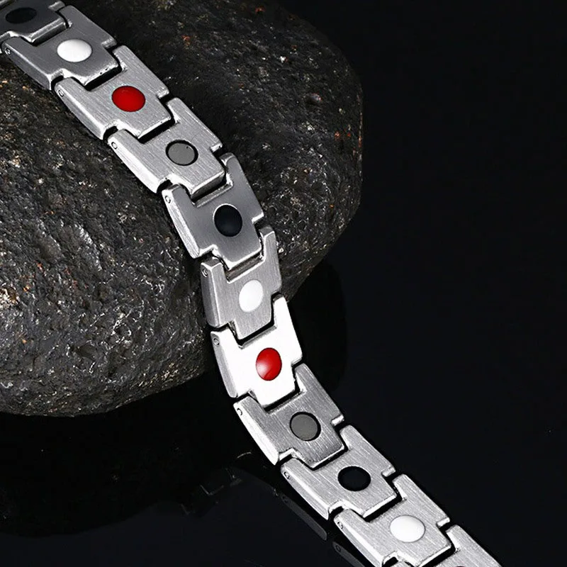 Men's Women's Healing Magnetic Bracelet 316L Stainless Steel Health Care Elements(Magnetic, FIR, Germanium) Bangle Hand Chain