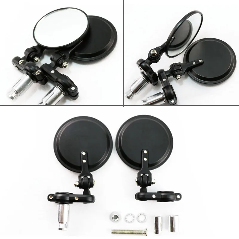 Pair 7/8" 22mm Universal Handle Bar End Rearview Side Rear View Mirror