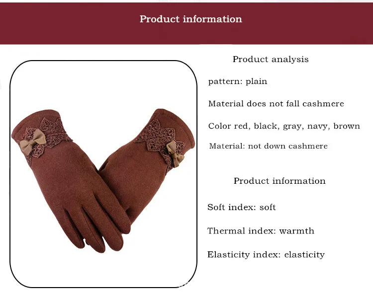 YSDNCHI кружева лук дизайн Варежки перчатки для сенсорного экрана зимние женские варежки длина запястья дамы езда на открытом воздухе теплые