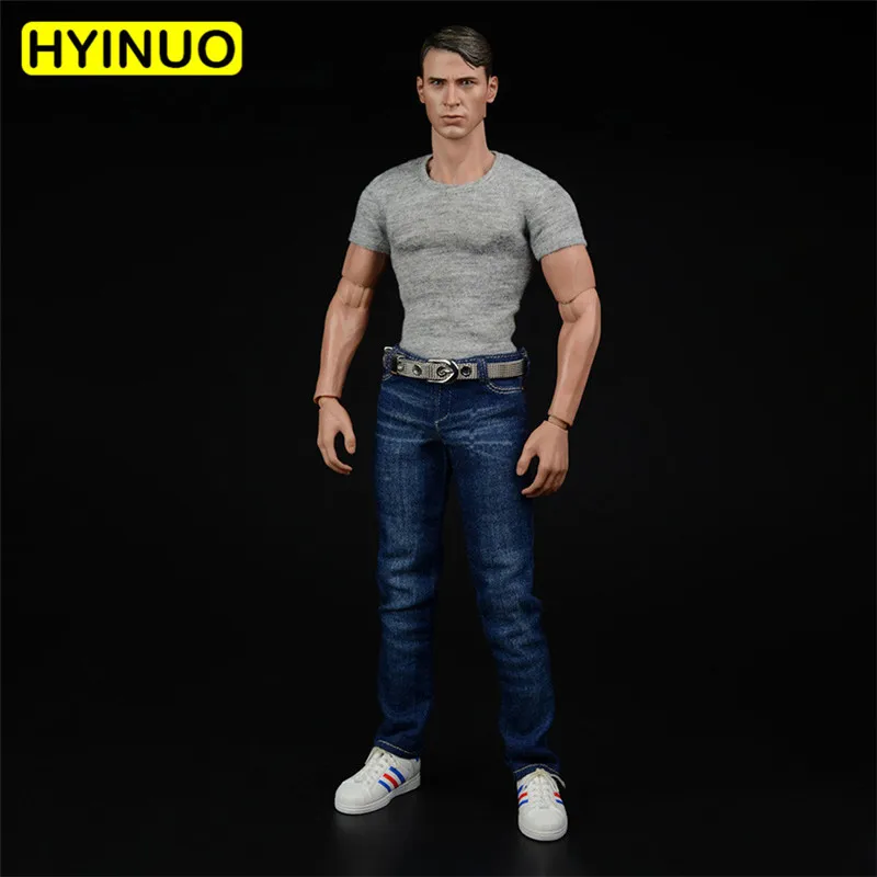 Коллекция 1/6 года, популярная Стильная мужская рубашка в клетку джинсы для мальчиков Мужская трендовая одежда, комплект одежды, модель 12 дюймов, костюм с фигурными фигурами
