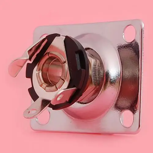 Chrome Plated Square Output Plate and Jack for Electric Guitar