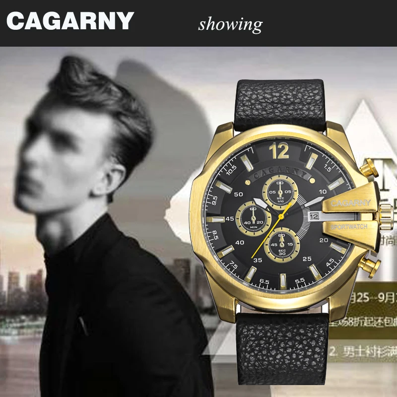 cagarny dz style quartz watch men golden mens watches (5)