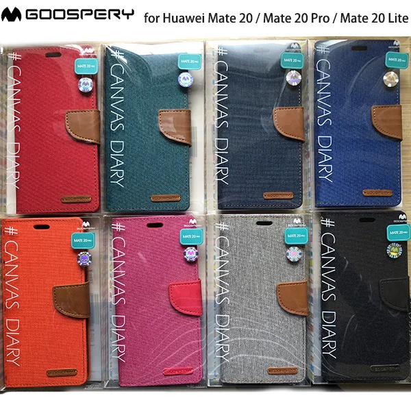 

Original Mercury Goospery Canvas Diary Wallet Flip Cover Case For Huawei Mate 20 Mate 20 Pro Mate 20 Lite