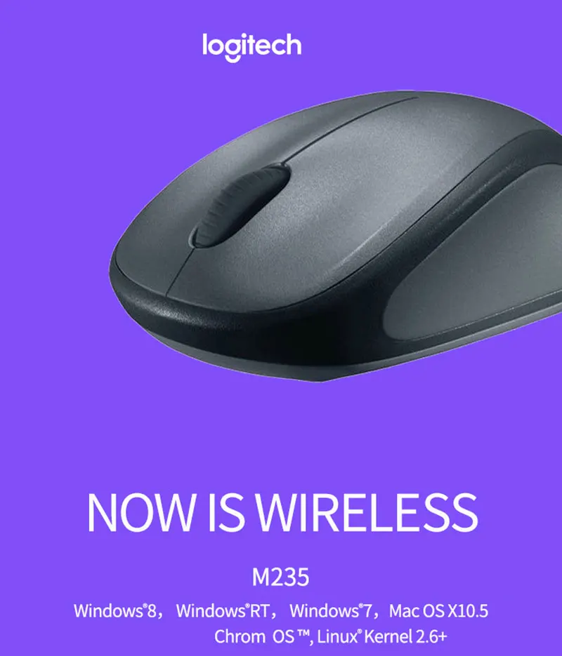 Logitech M235 Беспроводной игровой Мышь с нано-приемник 1000 Точек на дюйм Оптический Эргономичный для Mac OS/Windows Поддержка агентство проверки