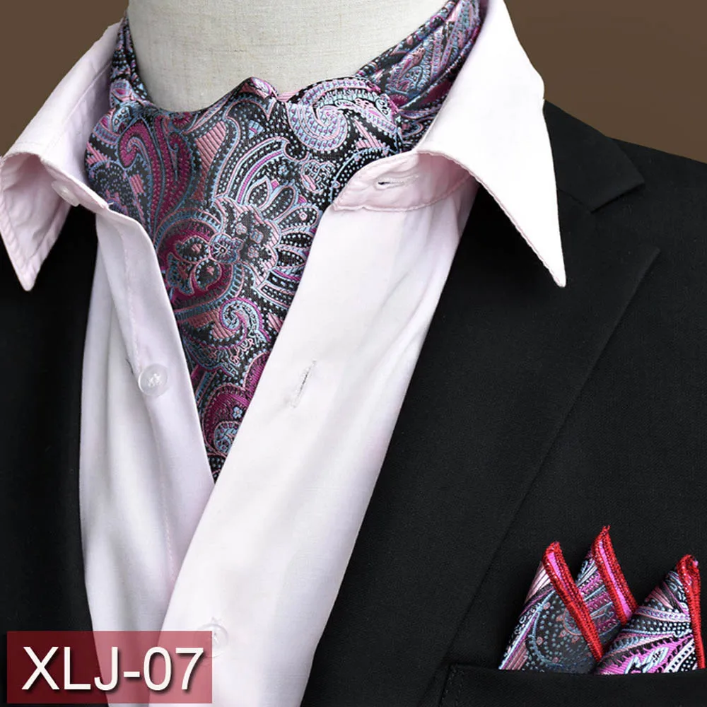 Лидер продаж мужские стильные Пейсли шейный платок, носовой платок шарф Аскот нагрудный платок комплект RSTIE0074 - Цвет: XLJ07