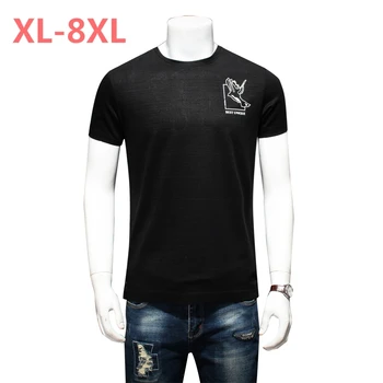 

10XL 8XL 7XL Summer Mens Casual T Shirts Line Style Gray Color Brand Clothing Man's Short Sleeve Loose T-Shirts Male Tops Tee
