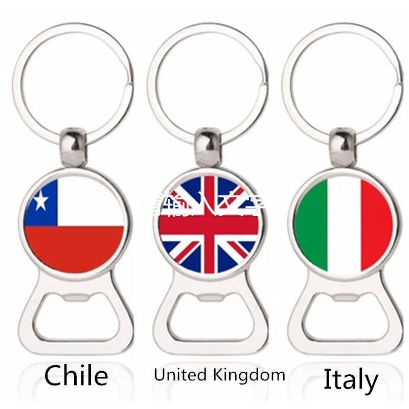 Hot Creative Italy United Kingdom Chile Flag Time Gem Multifunction Keychain Metal Beer Opener Accessories | Украшения и