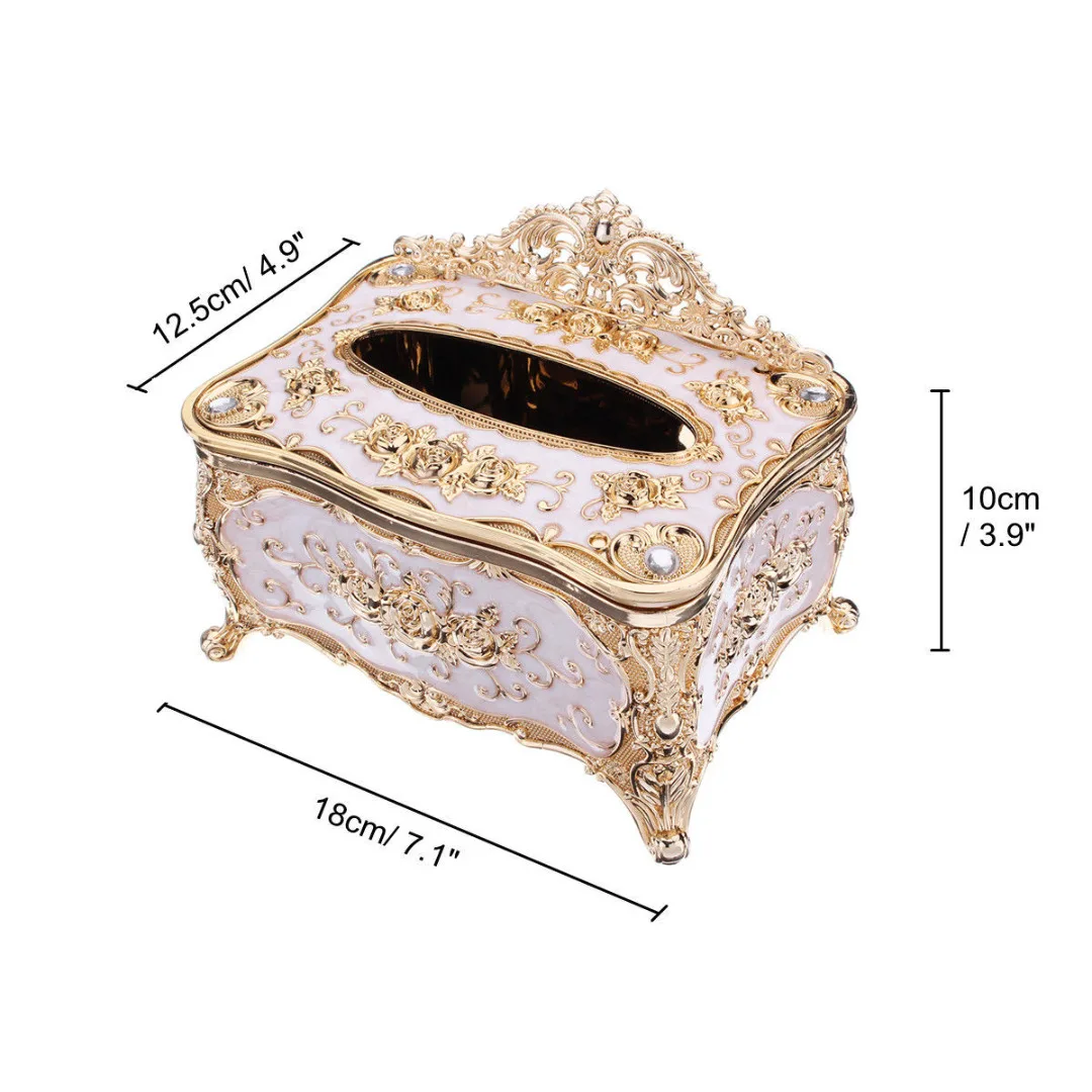 JX-LCLYL Elegant Gold Tissue Box Cover Chic Napkin Case Holder Hotel Home Decor Organizer