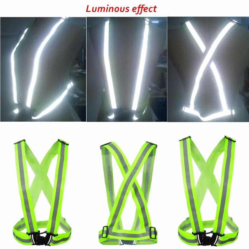 Adjustable high visibility Cycling Reflective Vest Belt Chaleco Reflectante Bicicleta Night Jacket Run Cycling Vest Drop Ship