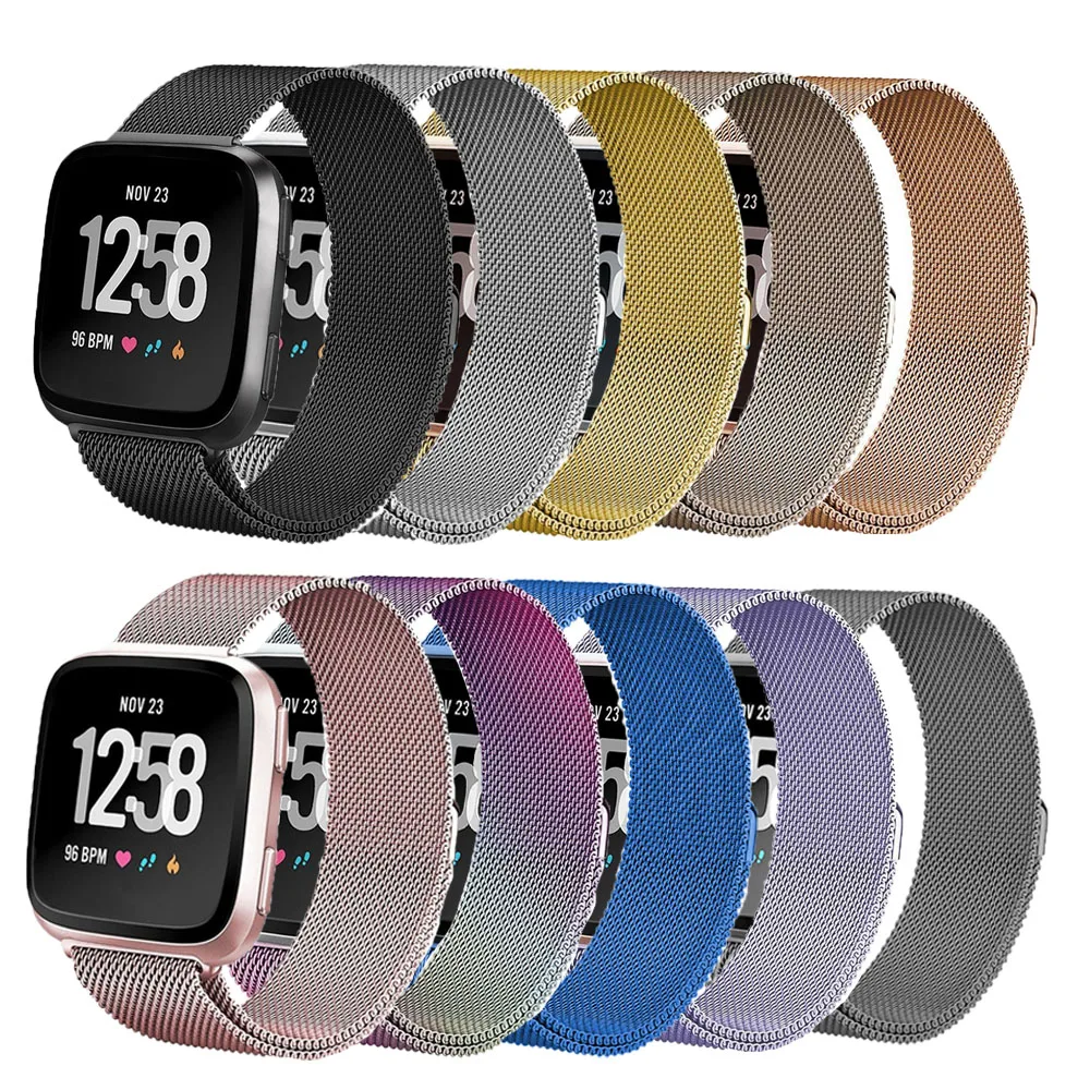

Metal Stainless Steel Band For Fitbit Versa Strap Wrist Milanese Loop Magnetic Bracelet fit bit Verse Band Accessories