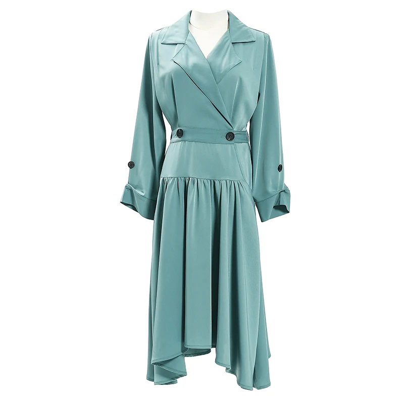 

2019 Spring Summer New Woman Dress Leisure Long Sleeve Dress Solid Color Female Korean Version Office Slim Ladies Dresses