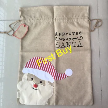 

50pcs/lot free shipping burlap santa sack best selling Christmas burlap gift bags sack bag personalized burlap canvas bags