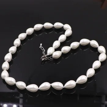 

Strand Chokers Necklace for Women Teardrop Simulated Pearl Jewelry Water Drop Glass Pearls Chain Necklaces Jewelry 18inch A570