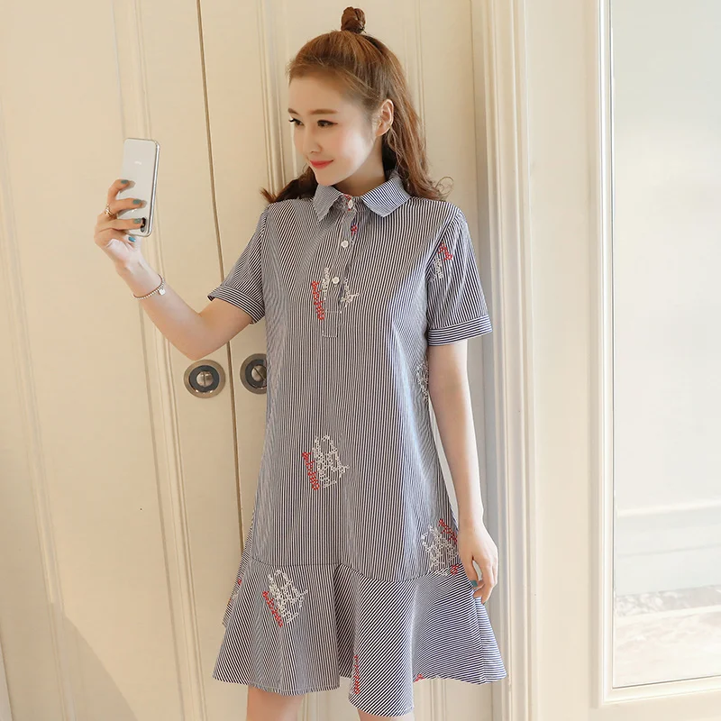 

Embroidery Floral Maternity Clothing Casual 2018 Cotton Pregnancy Dress Loose Pregnancy Clothes For Pregnant Women