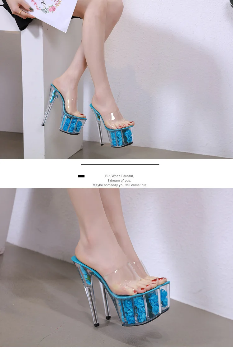 COWCOM/женские туфли на высоком каблуке 17 см и платформе 7 см; водонепроницаемые Прозрачные Свадебные Сандалии со стразами; LFD-181-1