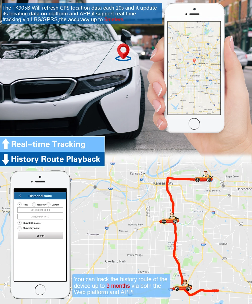 Высокая точность TK905B смарт-автомобиль gps трекер 10000 мАч батарея долгое время ожидания бесплатное приложение отслеживания мощный магнитный геофенс