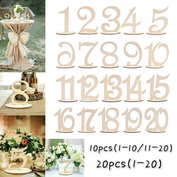 

10pcs Fashion Wooden Wedding Party Supplies 1-10/ 1-20 Place Holder Table Number Figure Card Digital Seat Decoration